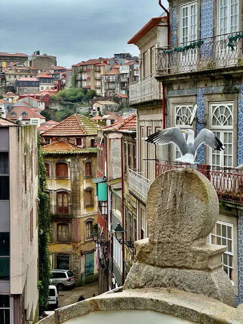 An uphill street in Porto, Portugal