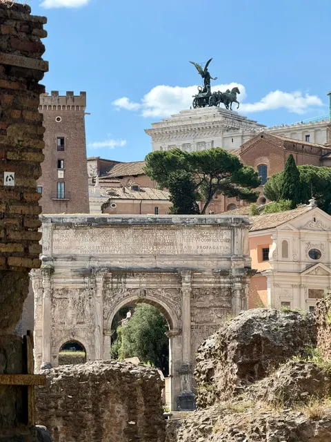 Ancient brick arches in Rome, Italy