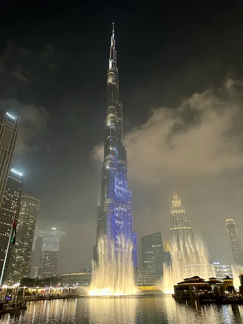 The Burj Khalifa illuminated at night, United Arab Emirates