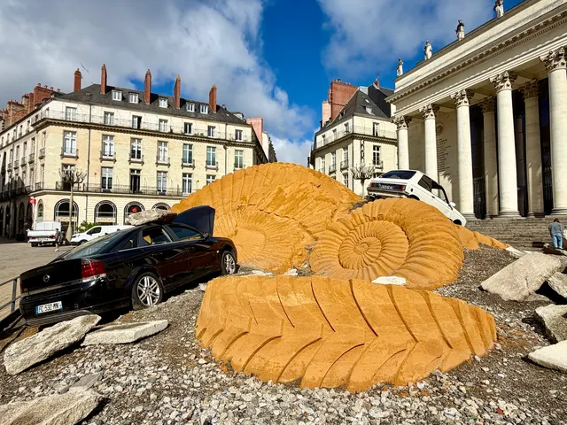 A patterned installation in a public square, France
