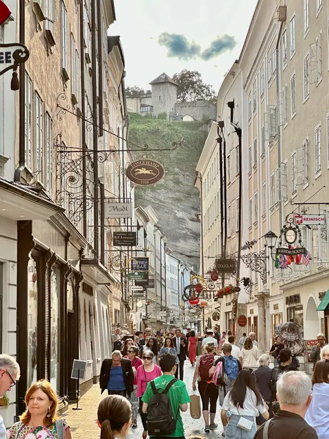 A busy street in Salzburg, Austria