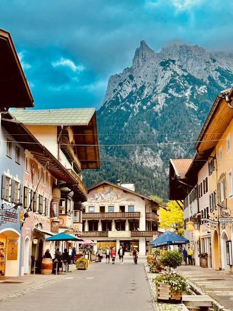 Painted buildings beneath the Alps, Germany