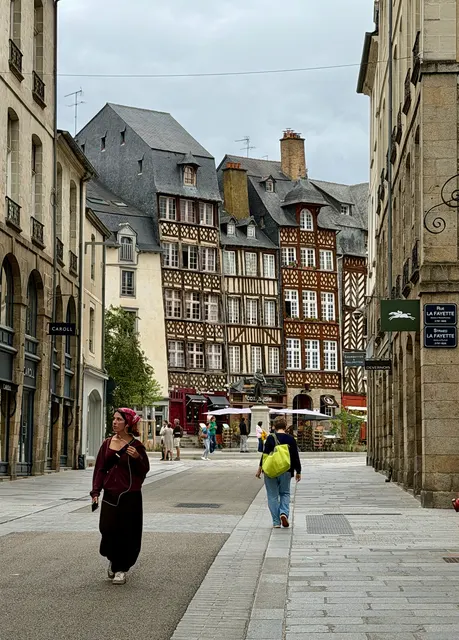 Timber-framed houses around a square, France