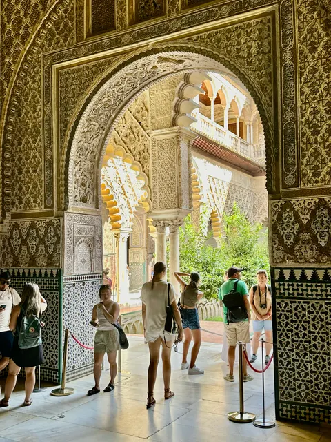 Carved arches in a palace courtyard, Spain