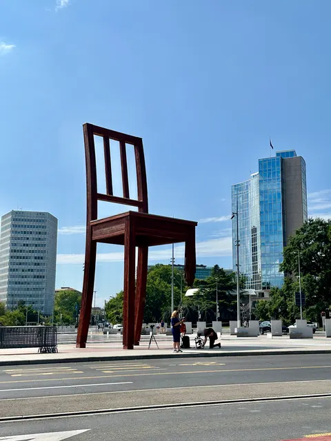 The Broken Chair sculpture in Geneva, Switzerland
