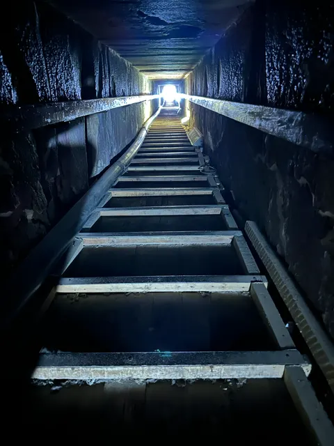 Wooden stairs inside a pyramid, Egypt