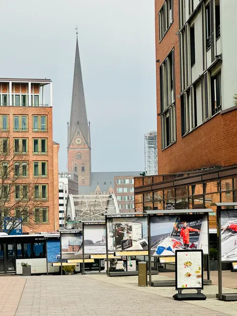 A Hamburg street beneath grey skies, Germany