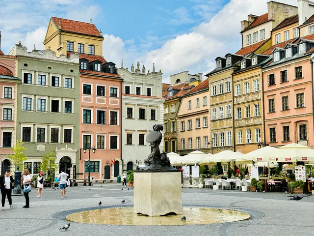 Historic facades around a market square, Poland