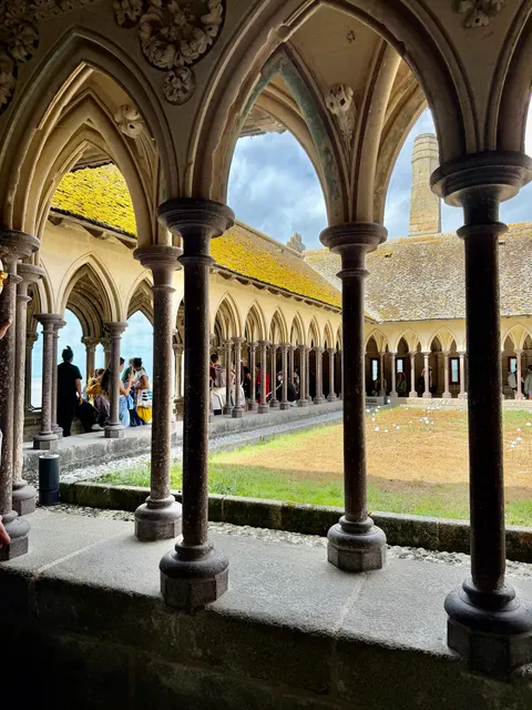 A cloister with Gothic arches, France