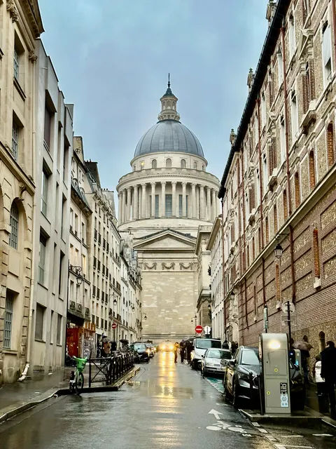 A domed building at the end of a narrow street, France