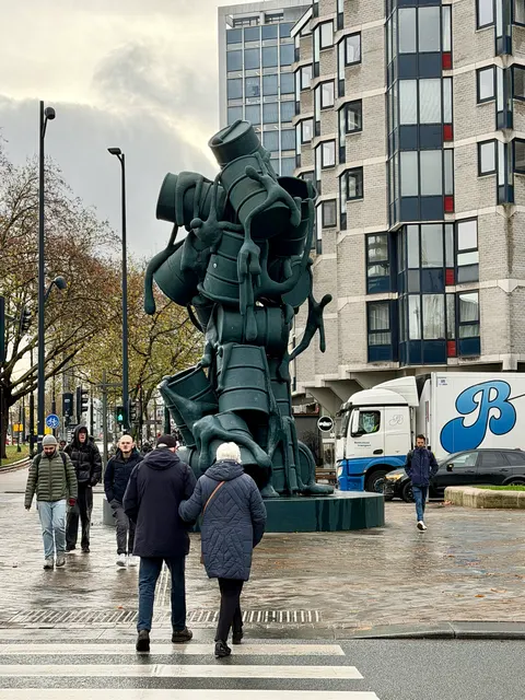 A bronze sculpture on a Dutch city street, Netherlands