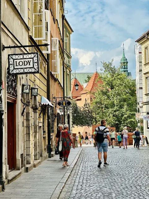 A cobbled lane in Kraków, Poland