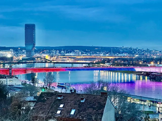 Belgrade’s illuminated waterfront, Serbia