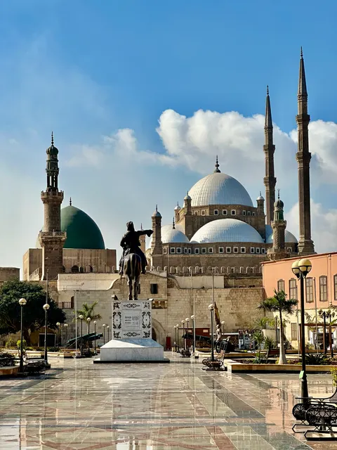 A mosque courtyard beneath a blue sky, Egypt
