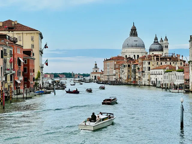 Boats on Venice’s Grand Canal, Italy