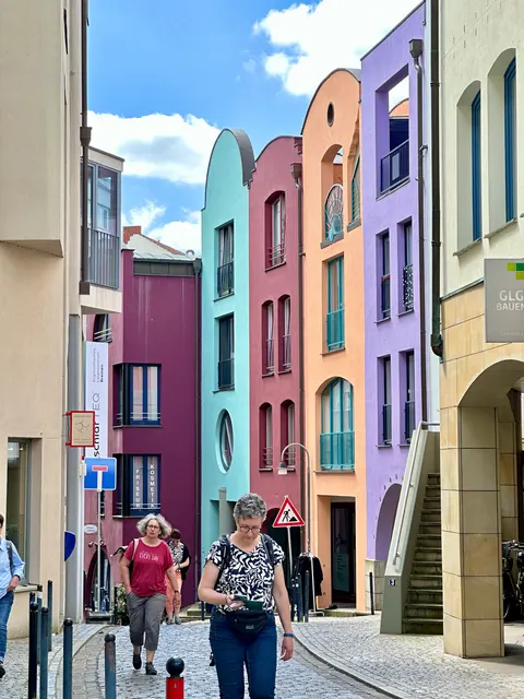 Pastel houses along a narrow street, Germany