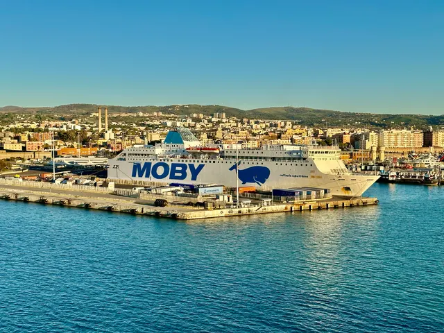 A ferry moored in an Italian harbor, Italy