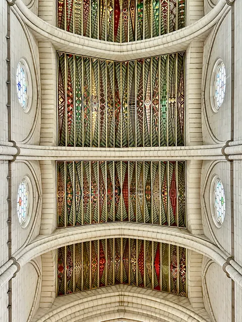 The vaulted ceiling of a cathedral, Spain