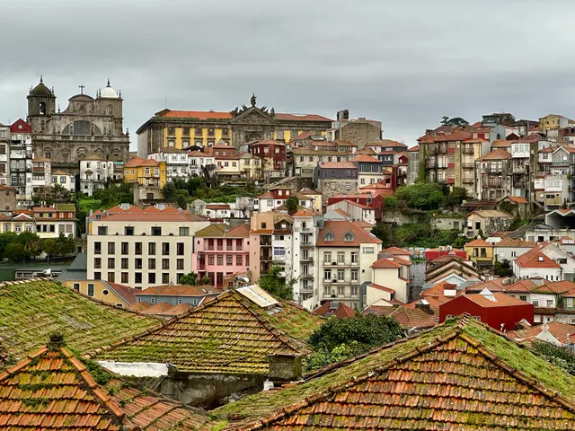 Porto rooftops beneath grey skies, Portugal
