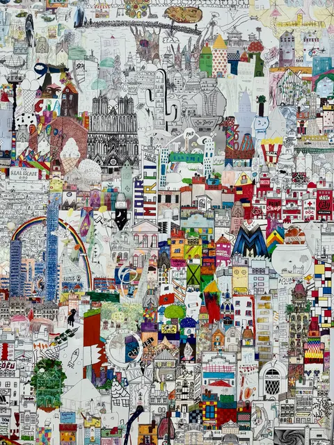 A wall covered with posters and stickers, France
