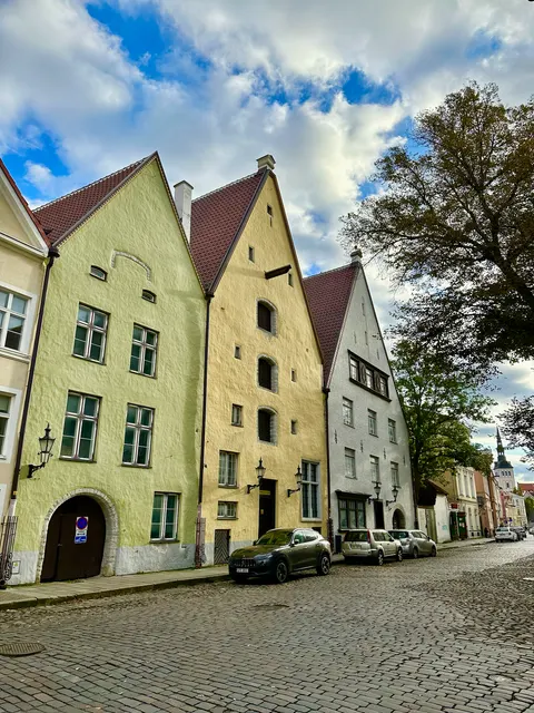 Pastel houses in Tallinn’s old town, Estonia
