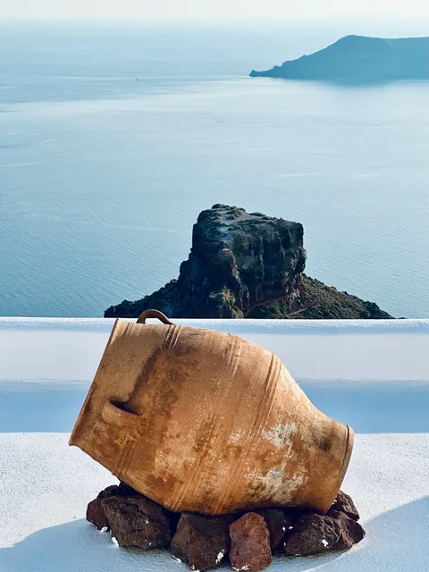 A stone sculpture overlooking the Aegean, Greece