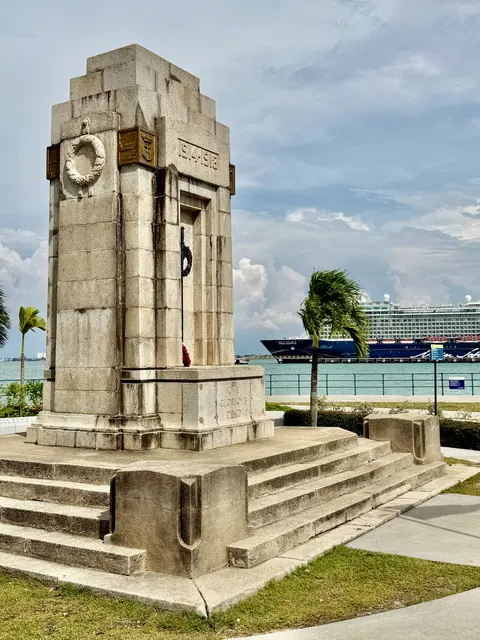 A stone memorial beside the waterfront, Malaysia