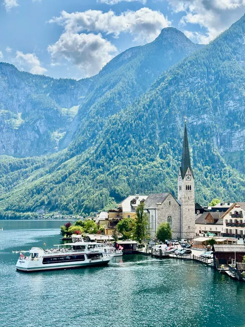 Hallstatt church beside the lake, Austria