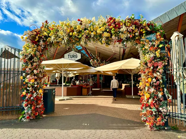 A flower-covered cafe entrance, Estonia