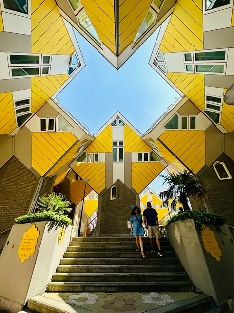 Rotterdam’s cube houses from below, Netherlands