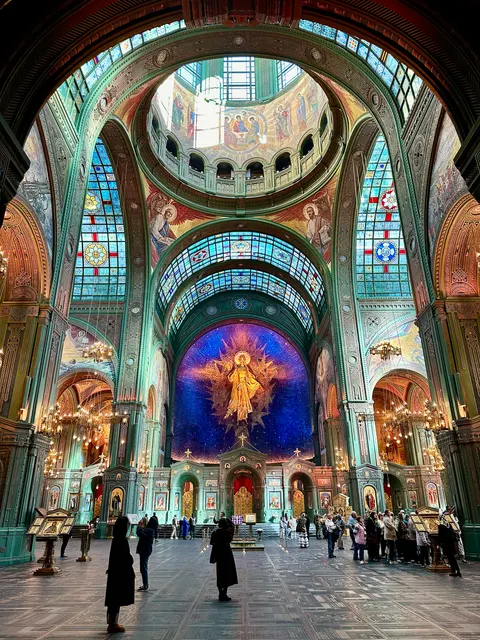 Colorful mosaics inside a church, Russia