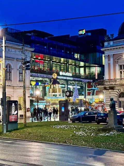 A lively square at night, Serbia