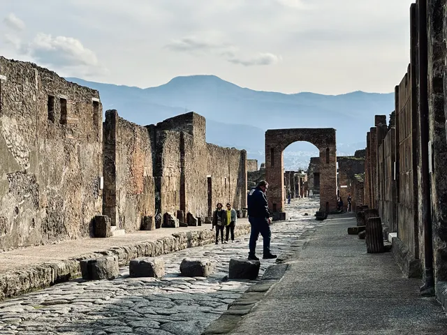 A stone street through Pompeii, Italy