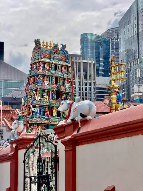 A colorful Hindu temple tower, Singapore
