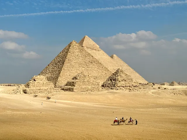 The pyramids rising from the desert, Egypt
