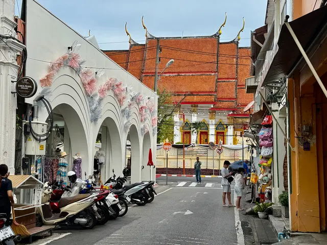A street leading toward a Thai temple, Thailand