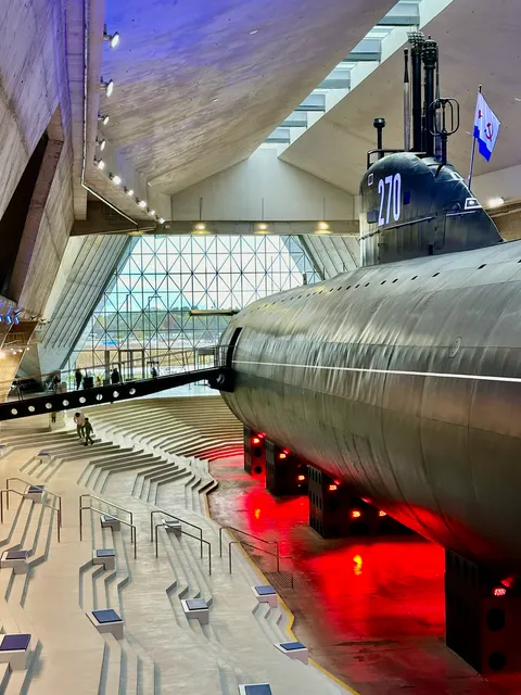 A submarine displayed inside a museum, Russia