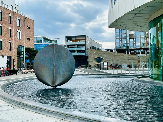 A sculpture above a fountain, Sweden