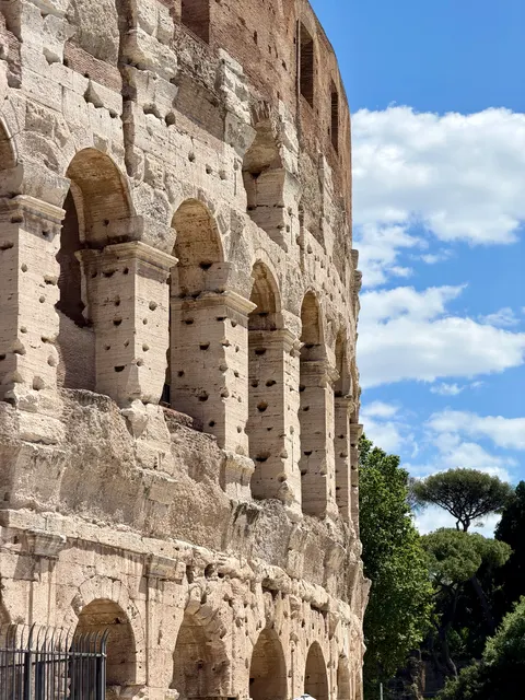 The outer walls of the Colosseum, Italy