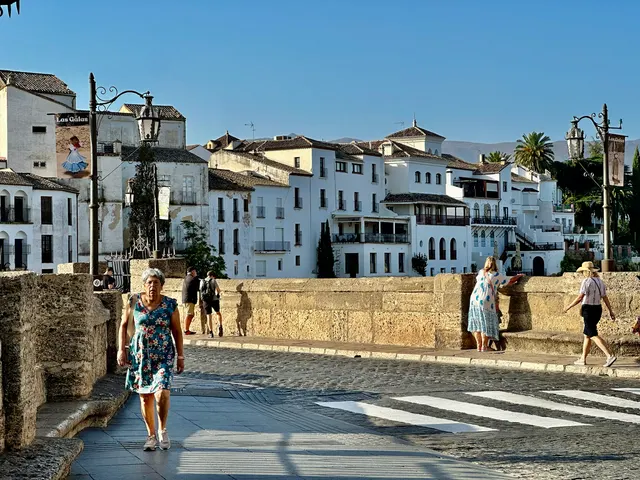 White houses above a stone wall, Spain