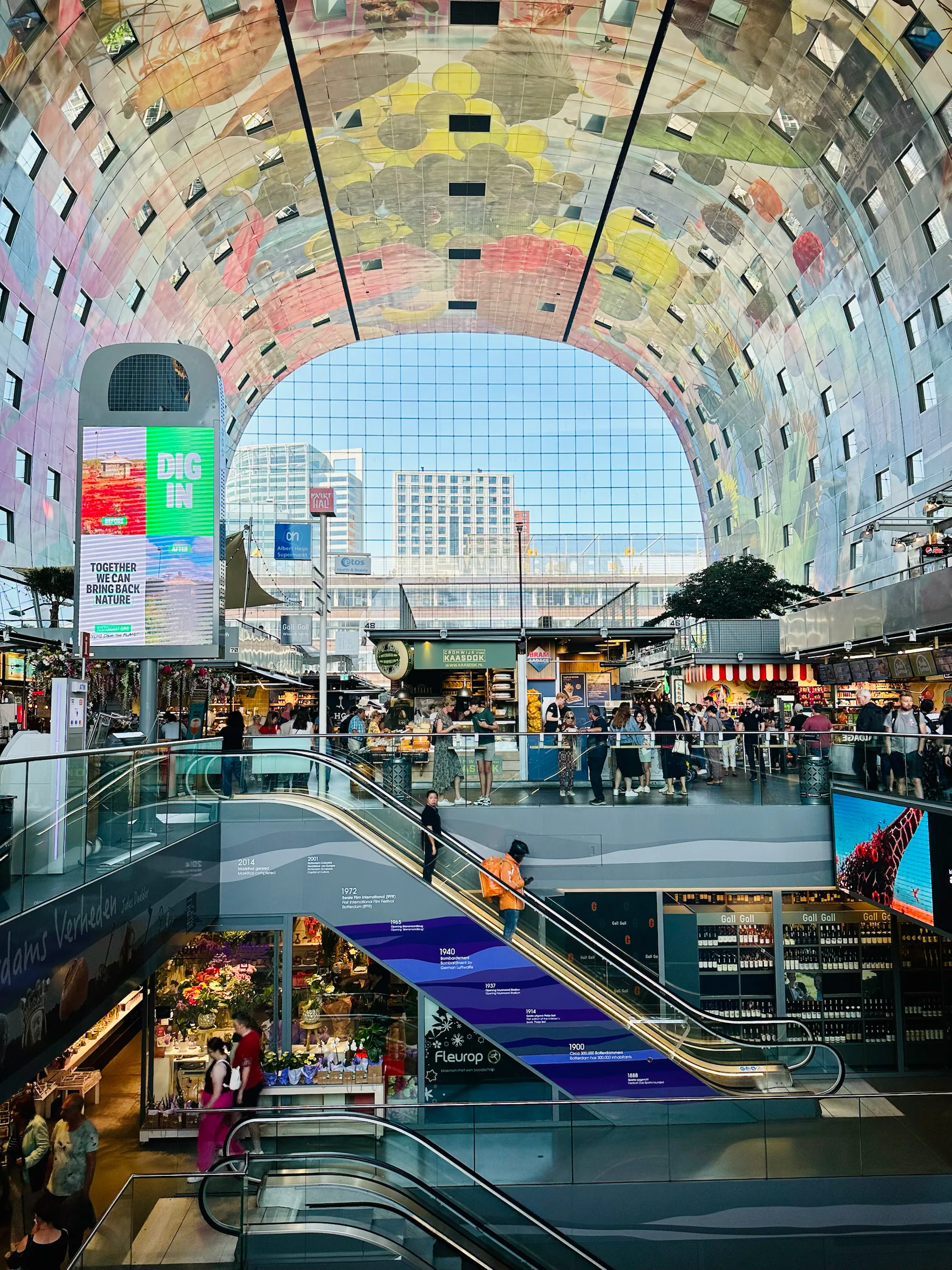 The painted ceiling of Rotterdam’s Markthal, Netherlands