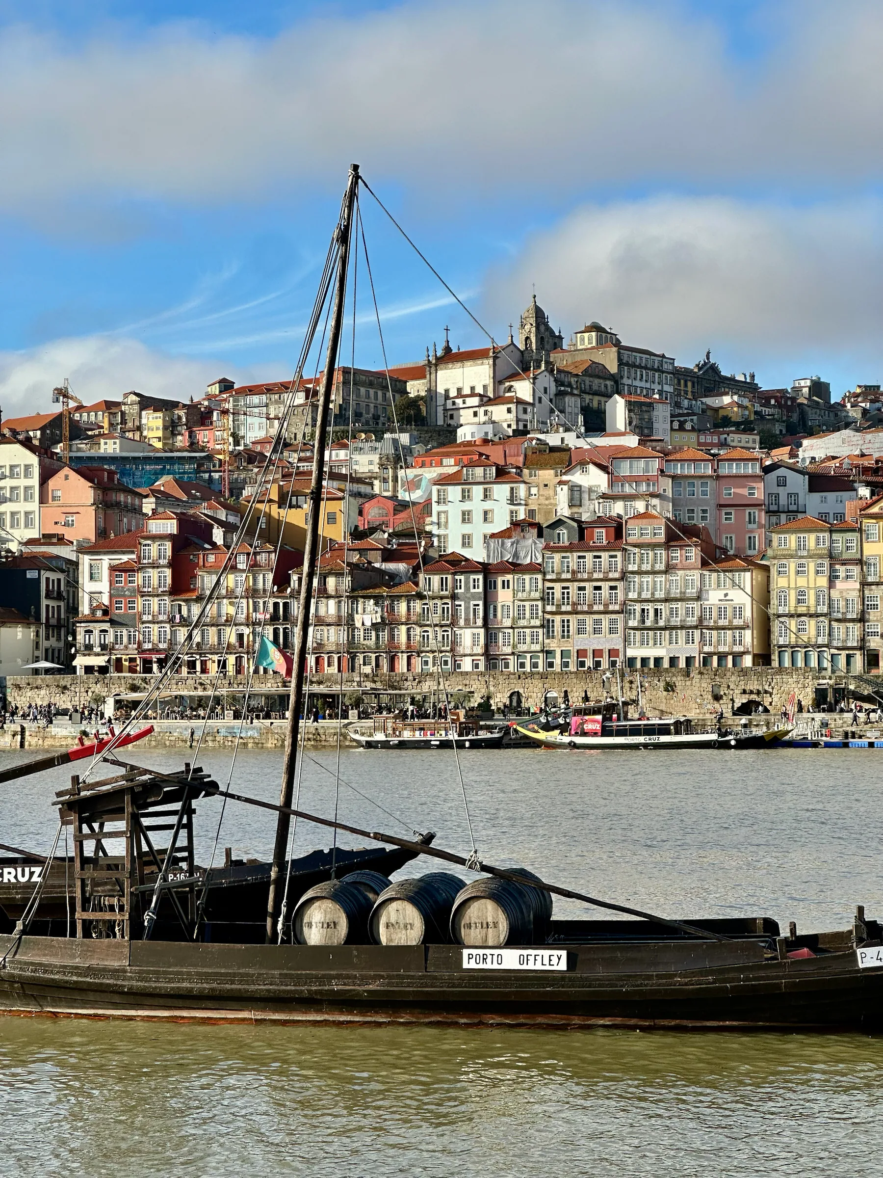 Hillside houses beyond the river, Portugal