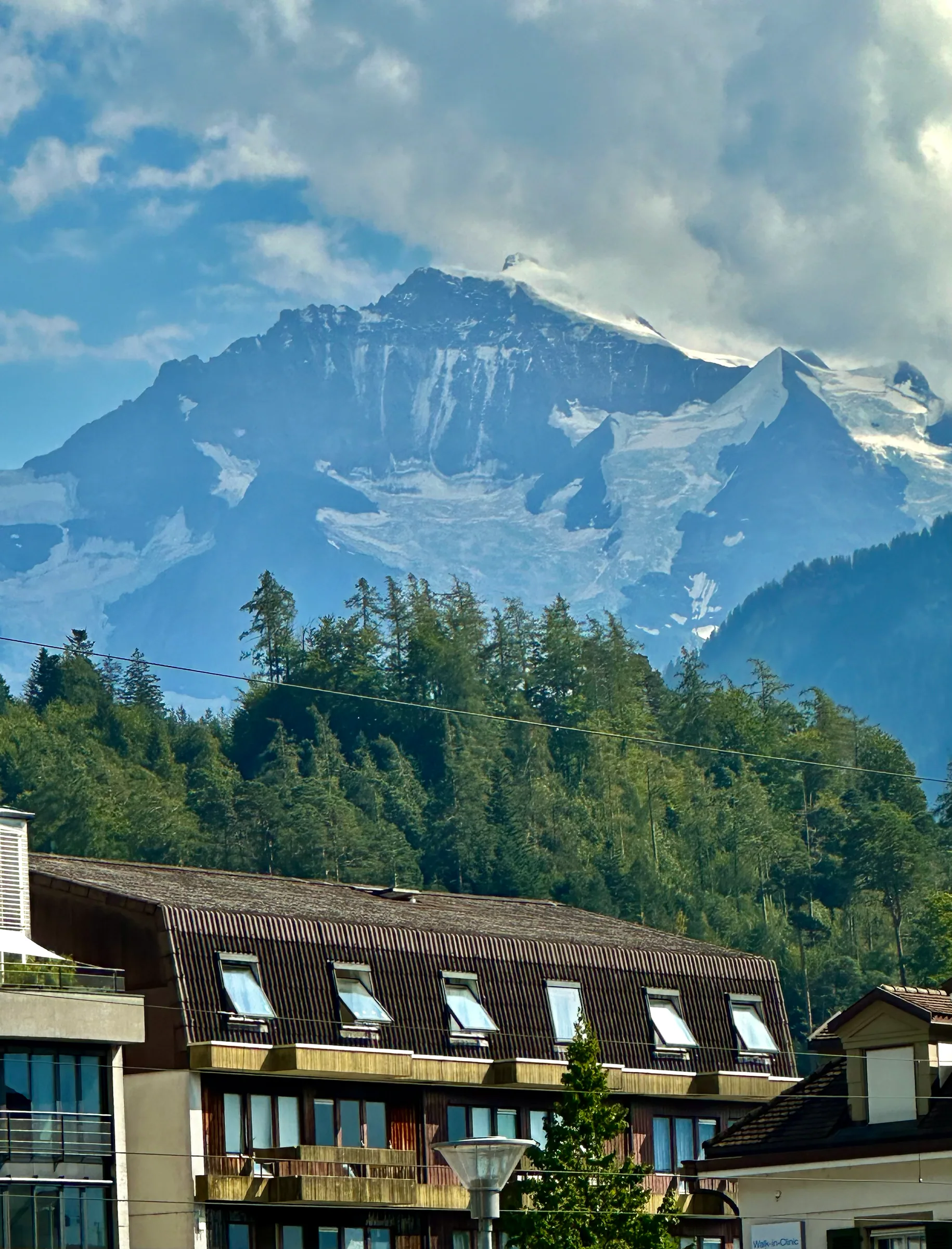 Mountains above a wooden chalet, Switzerland