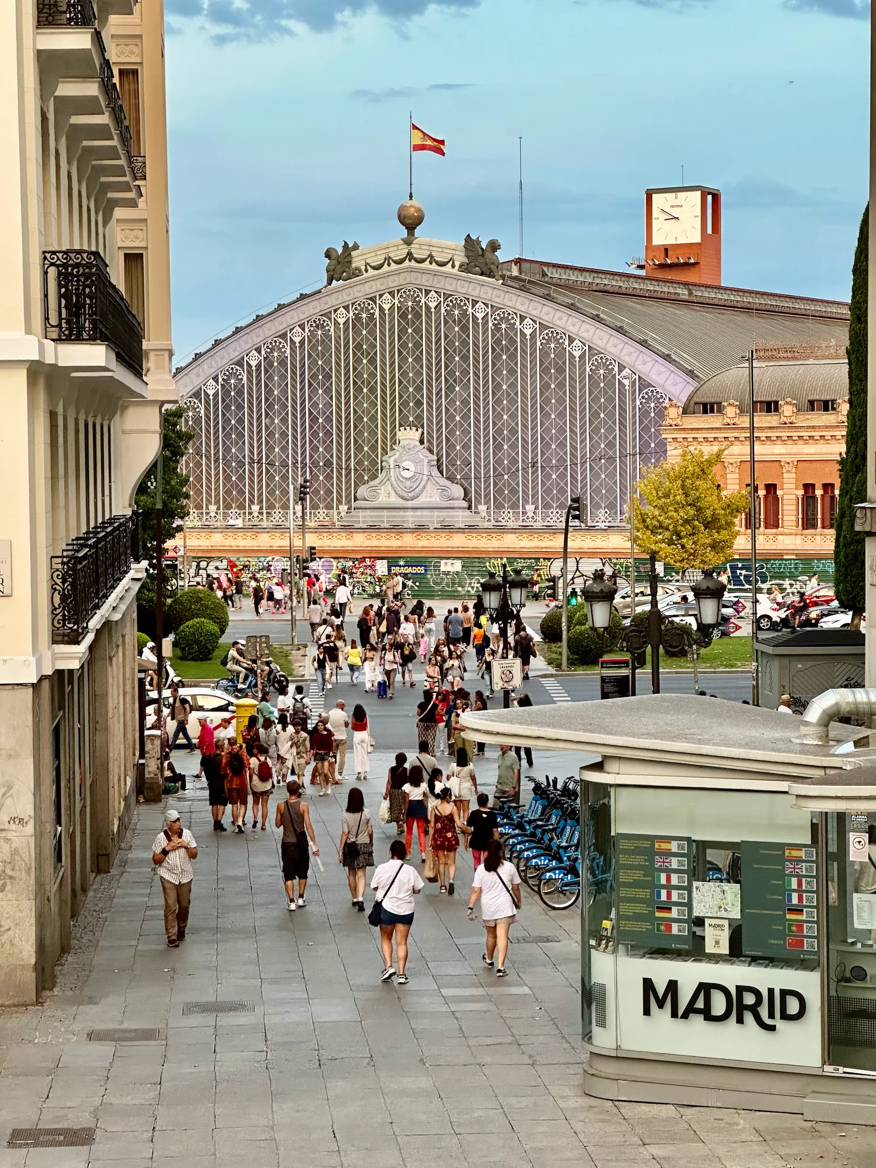 A market entrance on a lively street, Spain