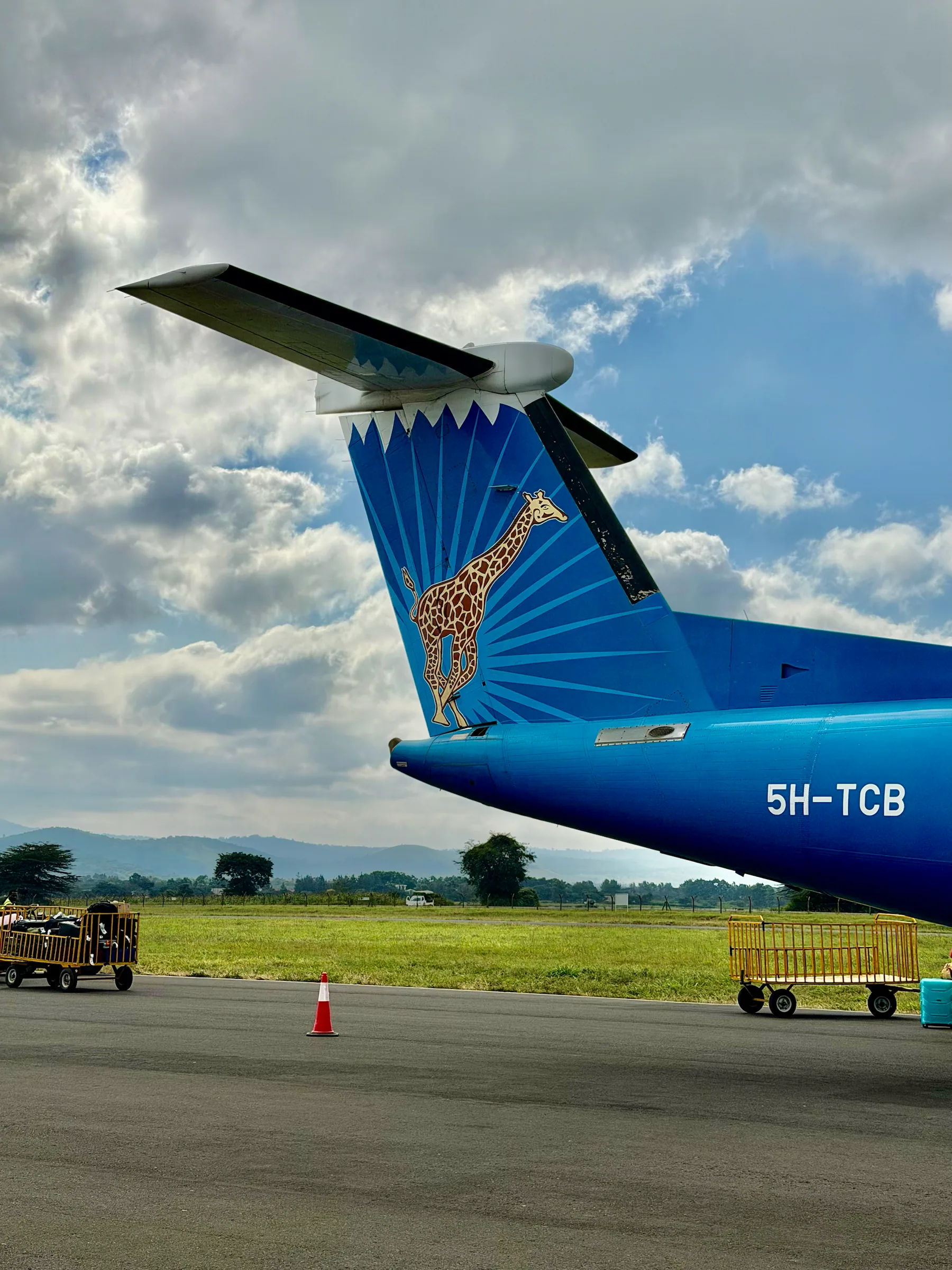A small aircraft on an airstrip, Tanzania