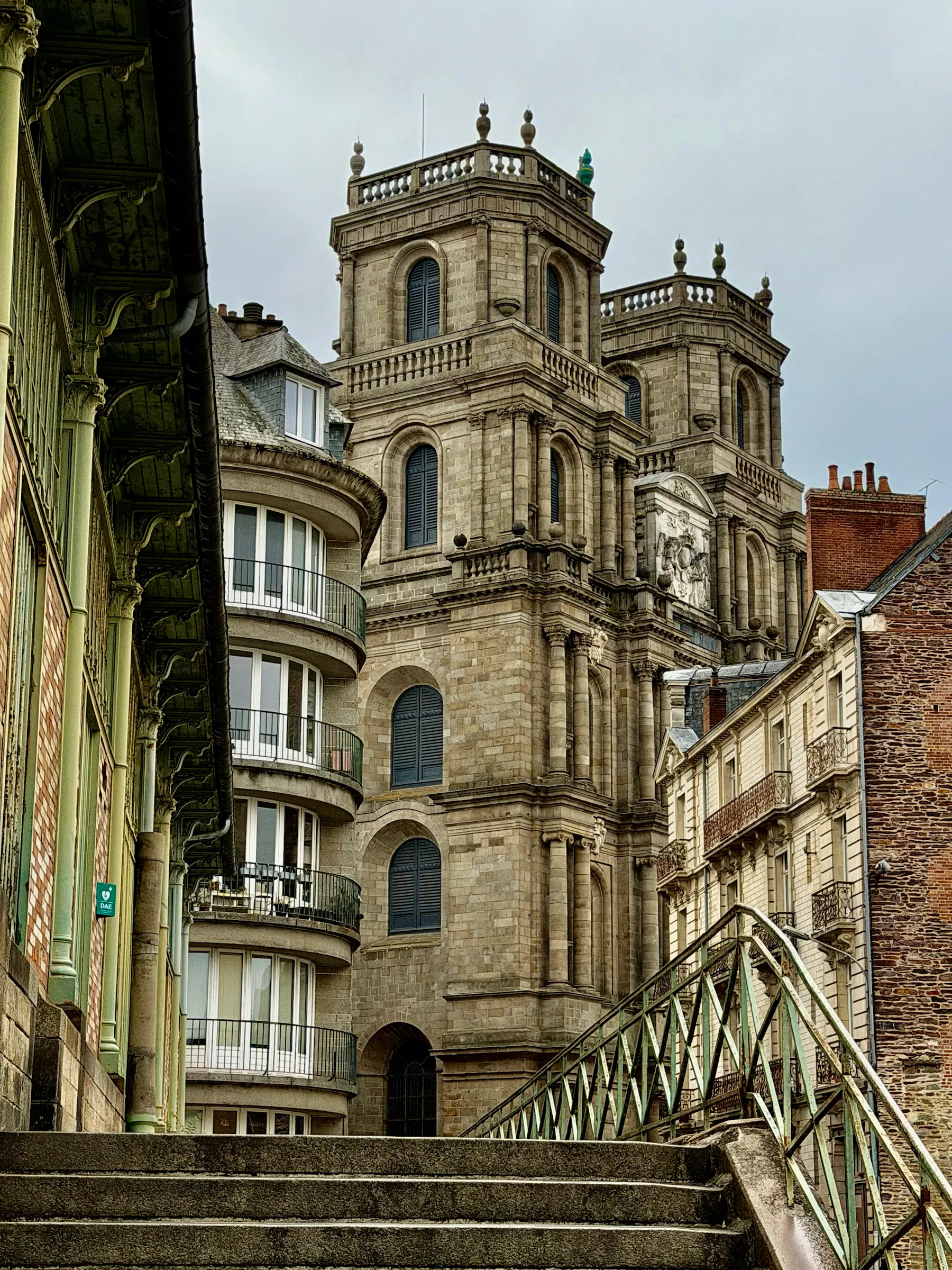 An ornate stone staircase, France