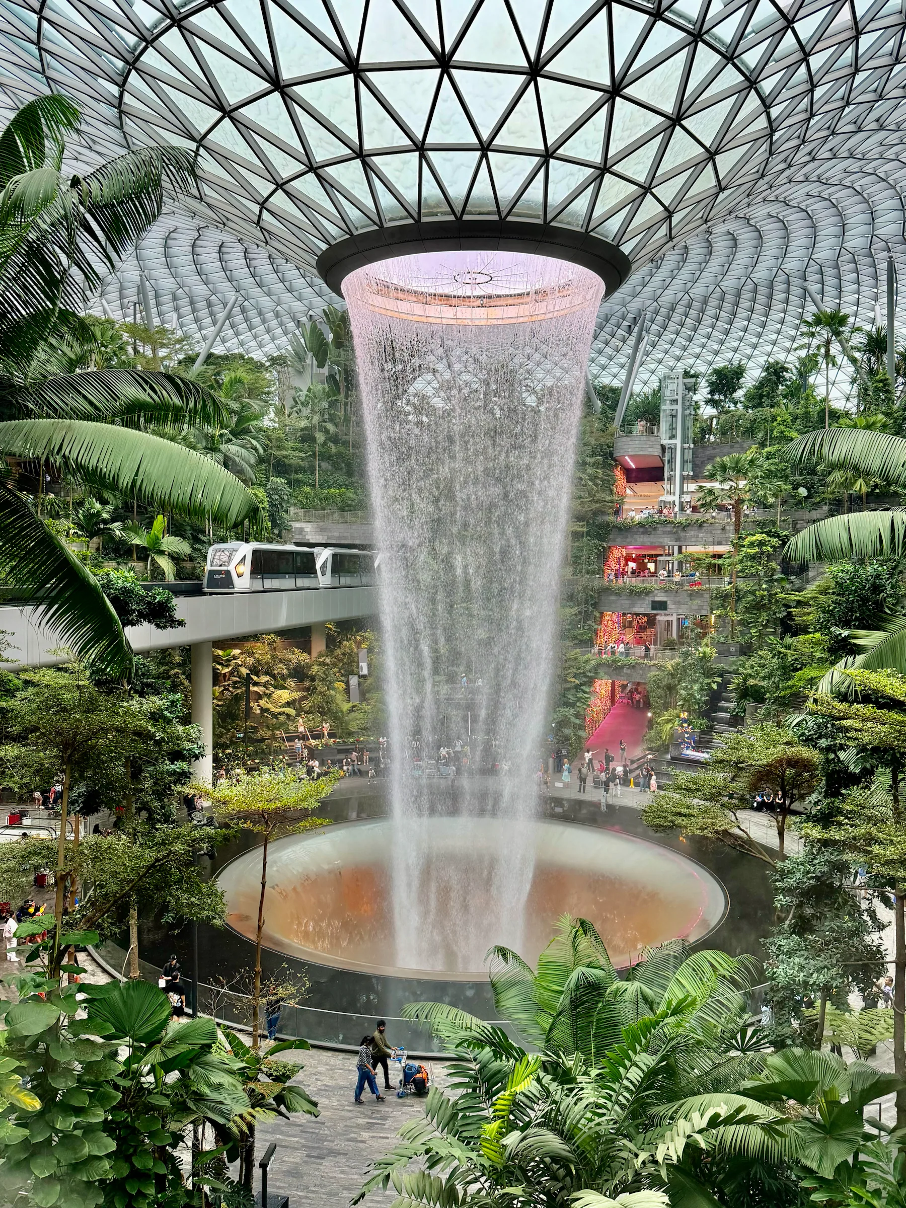The indoor waterfall at Jewel Changi, Singapore