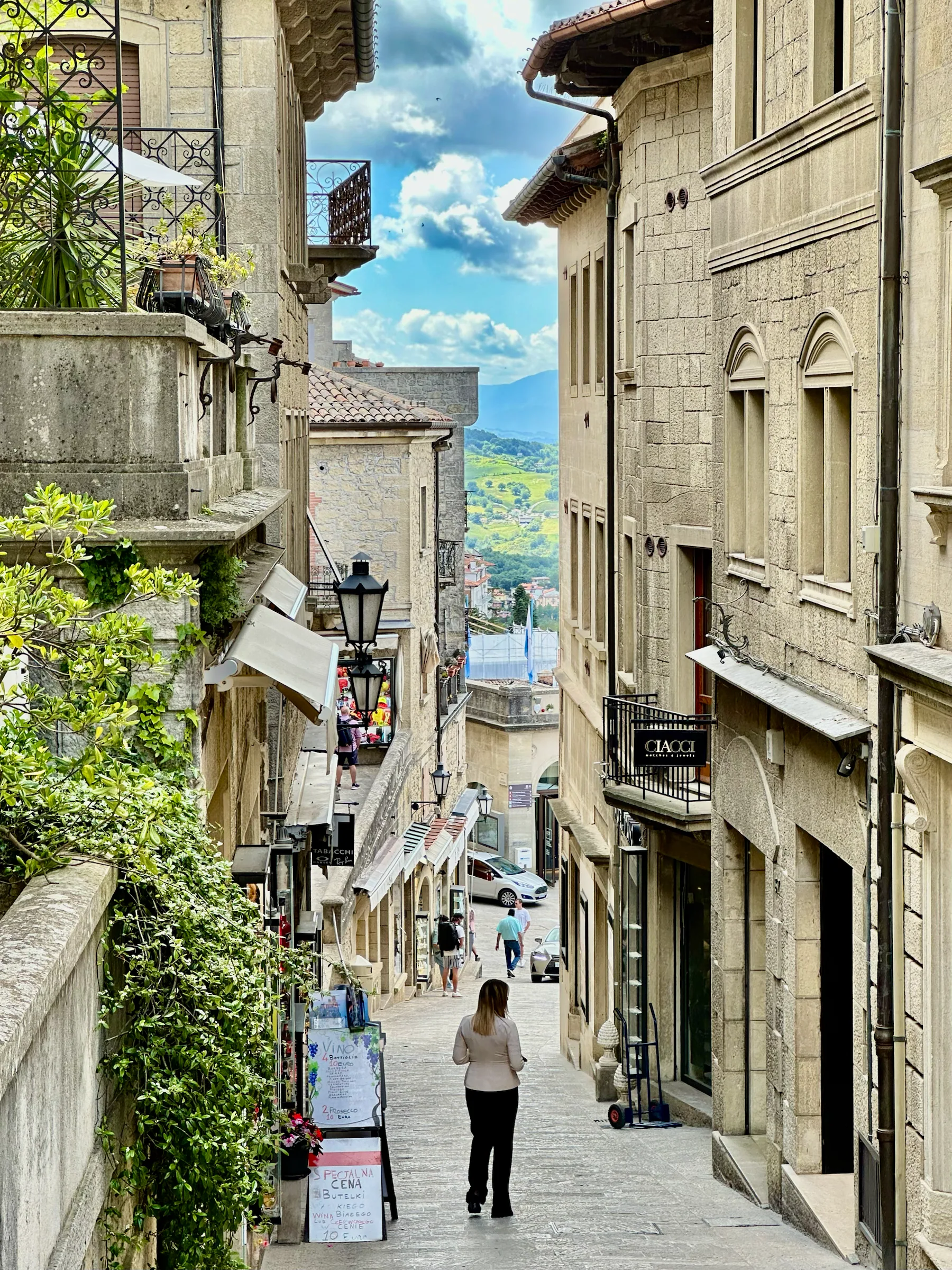 A narrow stone street in San Marino, San Marino