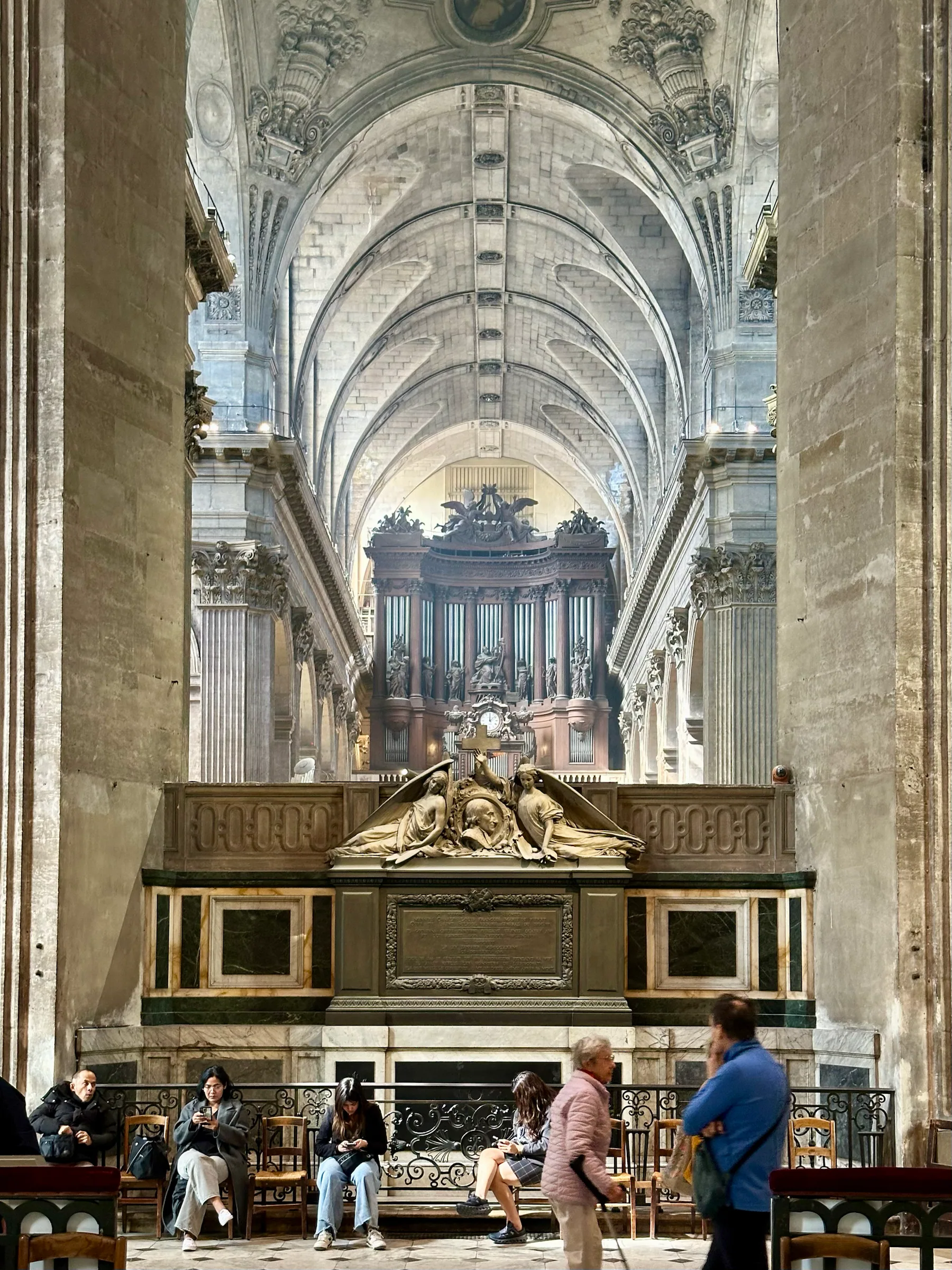 A vaulted church nave, France