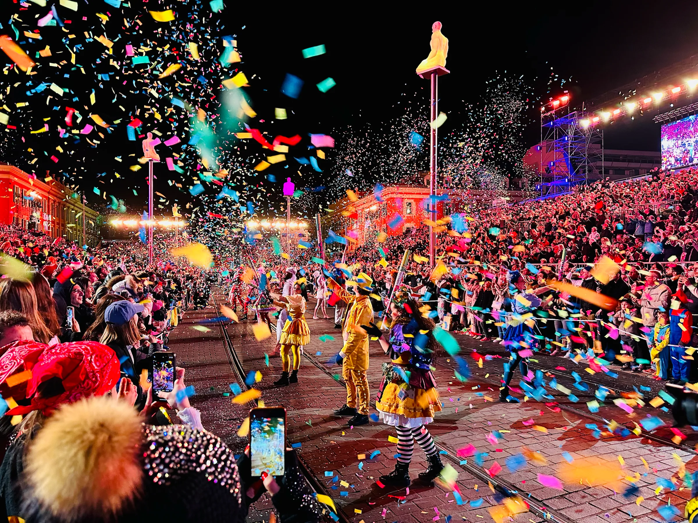 Confetti above an outdoor celebration, France